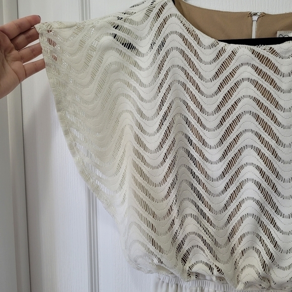 Emma & Michele Small creamy white wide leg crochet jumpsuit romper one-piece - Picture 7 of 16